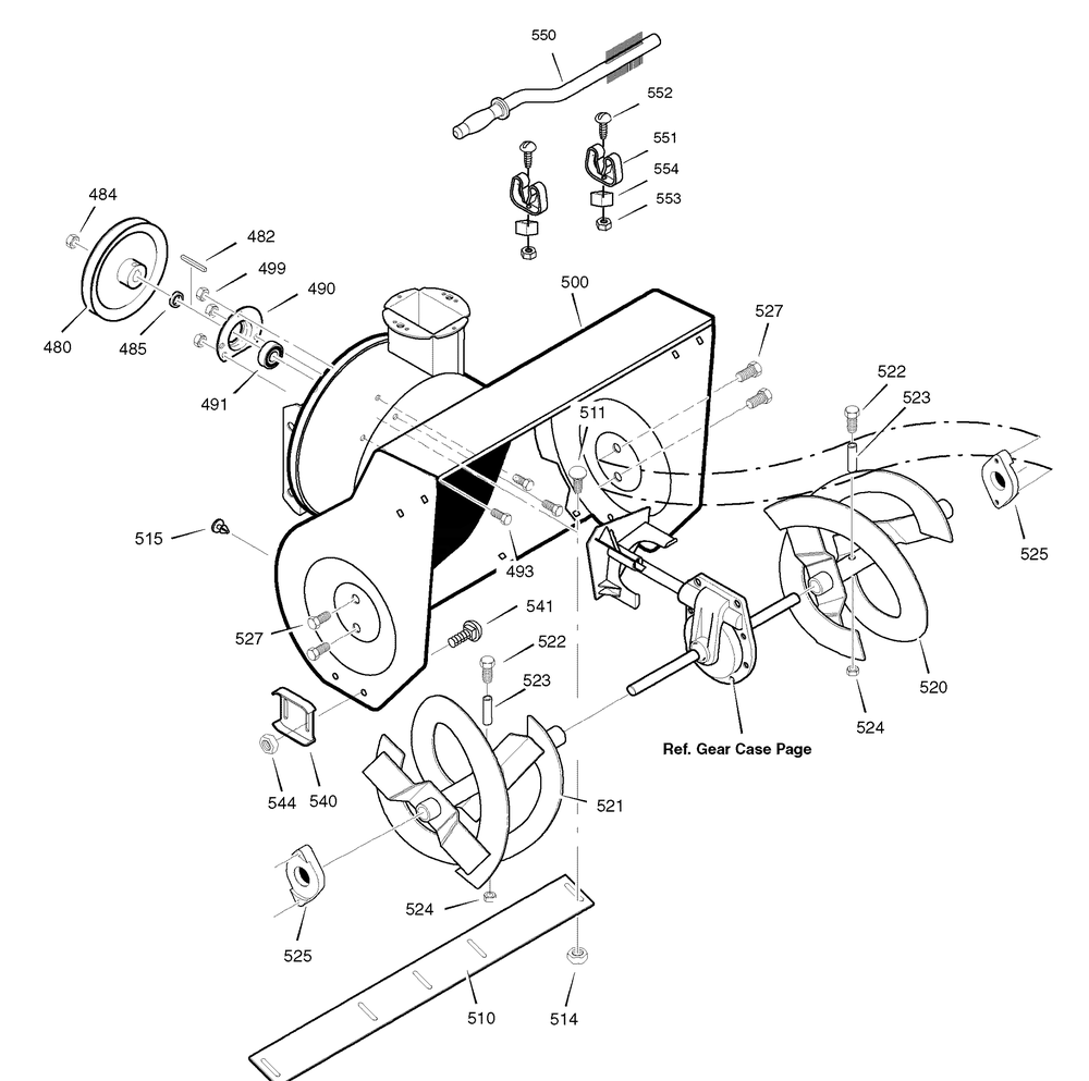 Auger Housing Diagram and Parts List for 1695374-6271100X83 2007 Briggs and Stratton Snow Blower
